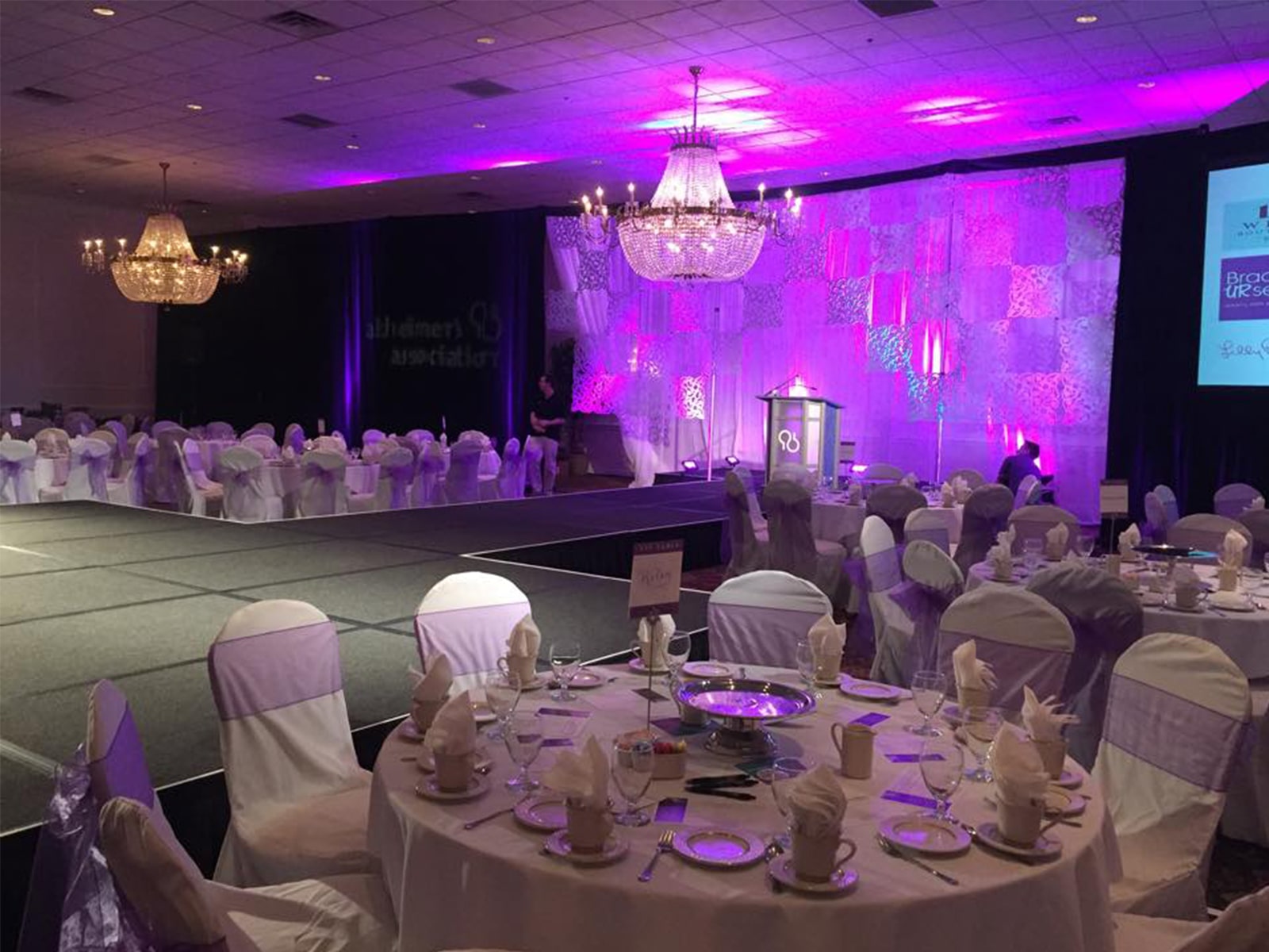 Wedding reception with stage from Presidential Catering