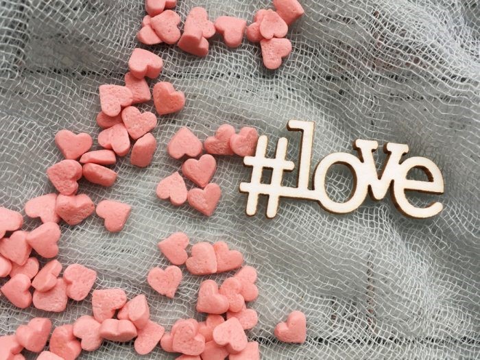 Wedding Hashtag Love Surrounded by Hearts