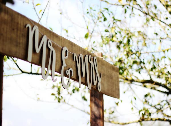 Mr and Mrs Sign Outside of Wedding Venue
