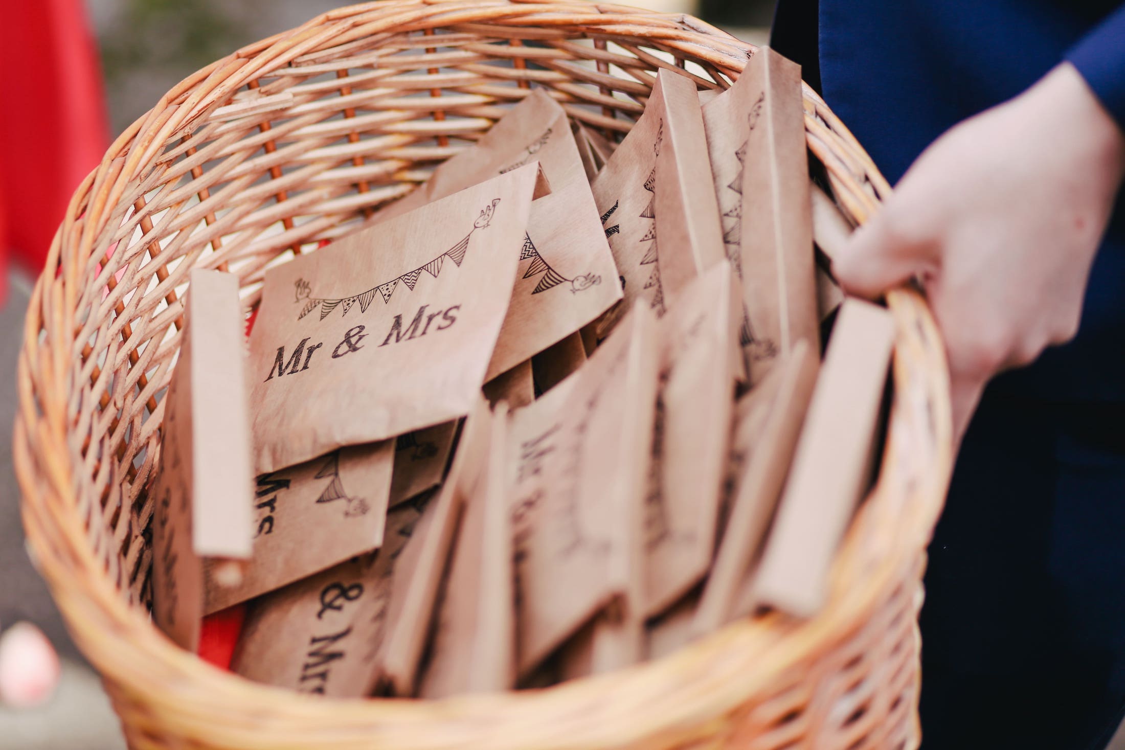 Marriage advice cards in a basket