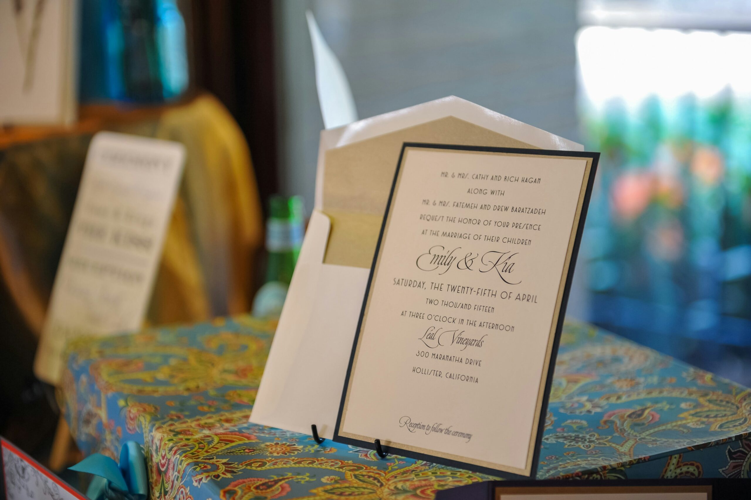 Save the date card on a stand